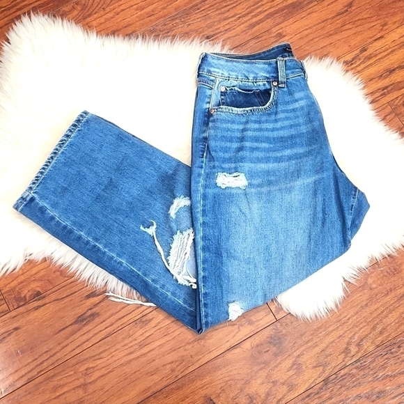 Sincerly Jules Denim - Sincerely Jules Wide Leg Distressed Womens Jeans